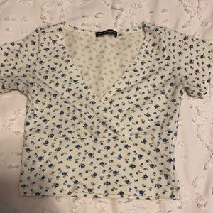 Blue and White Brandy Melville crop top